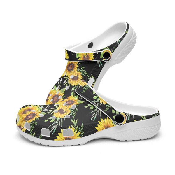 

diy custom shoes slippers mens womens black sunflower cool sneakers trainers 36-48