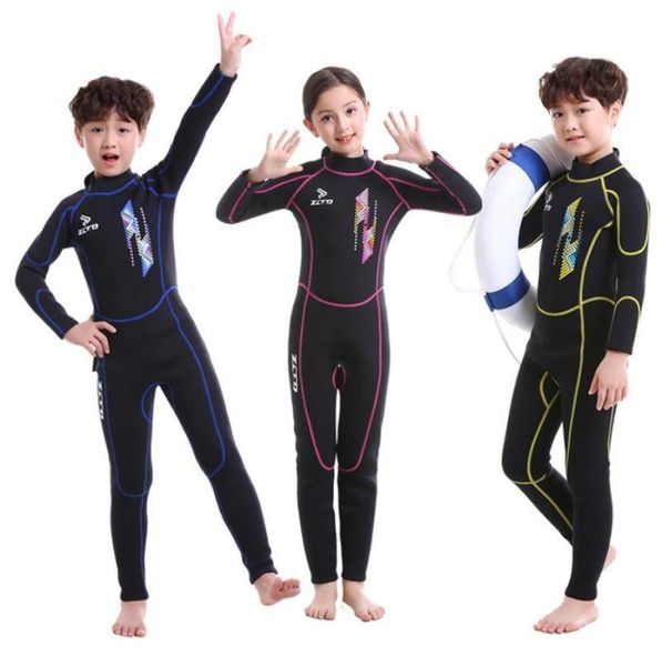 

kid fullbody 25mm neoprene wetsuit surfing swimming diving suit boysgirls rash guards one pieces swim snorkel twopiece suits9594661