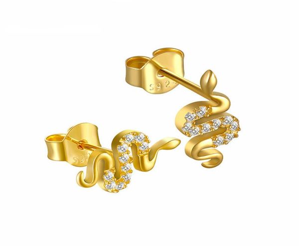 

februaryfrost brand designer 2020 & fashion 100% 925 sterling silver animal cz small stud earrings for women fashon designer9828444, Golden;silver