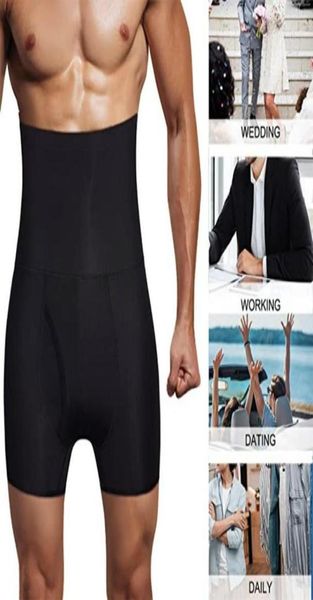 

men tummy control shorts high waist training compression shaper pants seamless belly girdle boxer briefs anticurling underwear14466107, Black;brown
