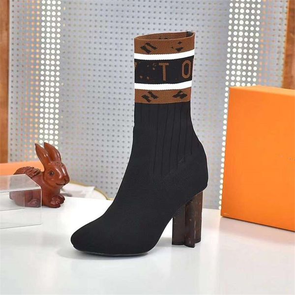 

luxury design boots 2023 luis fashion women's work decoration snow skid anti slip knight boots martin boots casual socks boots vuttonit, Black