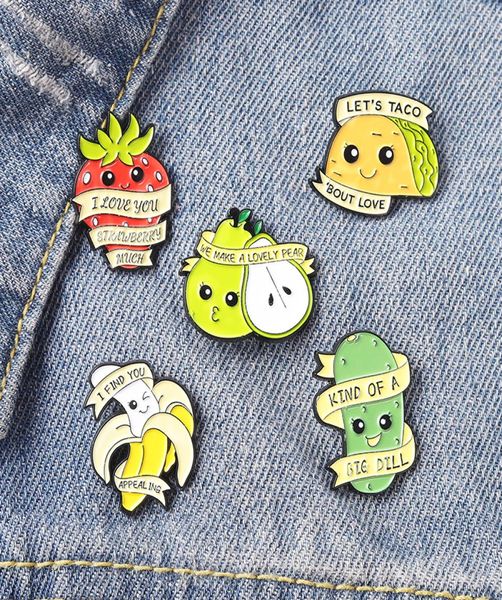 

homonymic fruit banner enamel pins strawberry pear taco boo brooch lapel badge bag cartoon jewelry gift for kids friends9204701, Gray