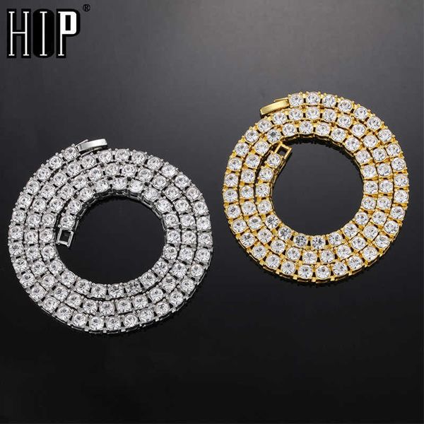 

hip hop 345mm bling iced out 1 row tennis chain aaa+ rhinestone stone necklaces for women men jewelry choker, Silver