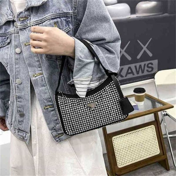 

2023 luxury bags underarm with diamond rhinestone red style satchel saddle