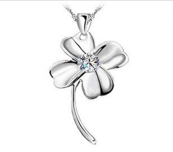 

four leaf clover pendant 925 sterling silver necklace 2513mm amethyst crystal pendant necklace women jewelry fashion new5225185