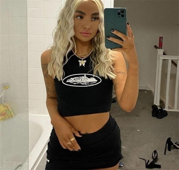 

summer slim render short black women sleeveless o crop tank y2k crop vest whole 2206202678598, White