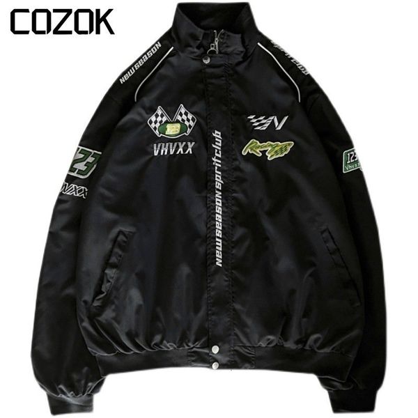 

mens jackets high street varsity jacket men harajuku motorcycle letter embroidery casual racing baseball windbreaker spring 230726, Black;brown