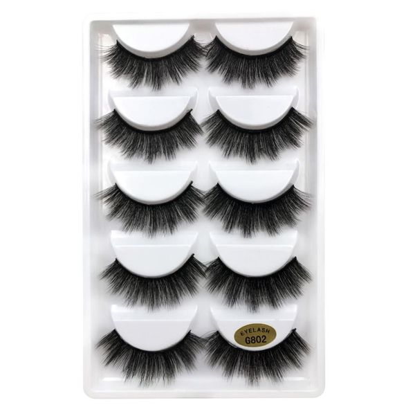 

5pairsset 3d mink false eyelashes thick plastic black cotton full strip fake eye lashes for party cosmetic make up tool with box 1062306