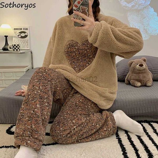 

women's sleep lounge pajama sets women patchwork cozy winter casual sleepwear vintage light soft lounge feminine elegant student nightw
