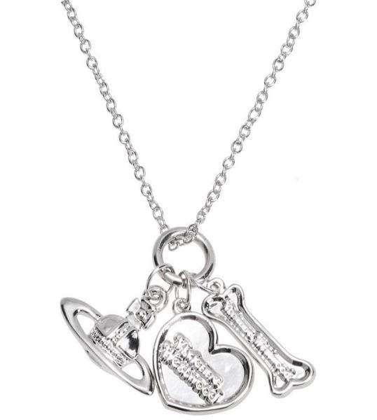 

silver three pendant bone love saturn necklace orbit saturn necklace fashion wild necklace6441278