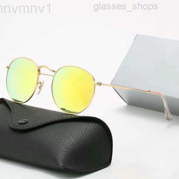 

glass rays bans classic round sunglasses brand designer uv400 eyewear metal gold frame sun glasses men women mirror lens with box 9uce5, White;black