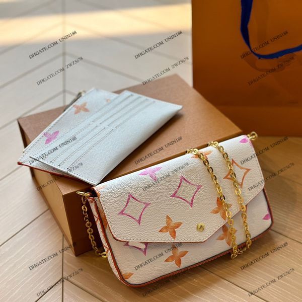 

23ss womens luxurys designers totes bag handbags 3 in 1 colorful classic flowers shouder crossbody women handbag bag pouch purse flip lock m