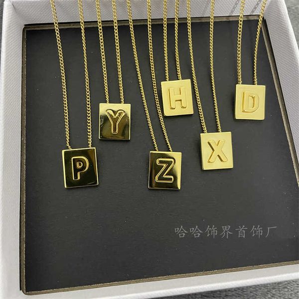 

celi arc de triomphe square 26 letter surname necklace pendant lisa same light luxury small design, Silver