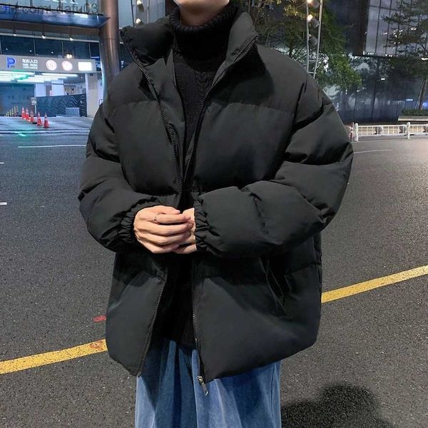 

men's down parkas mens down parkas us size winter jacket men thicken warm coat stand collar jackets solid color parka women fashion str, Black