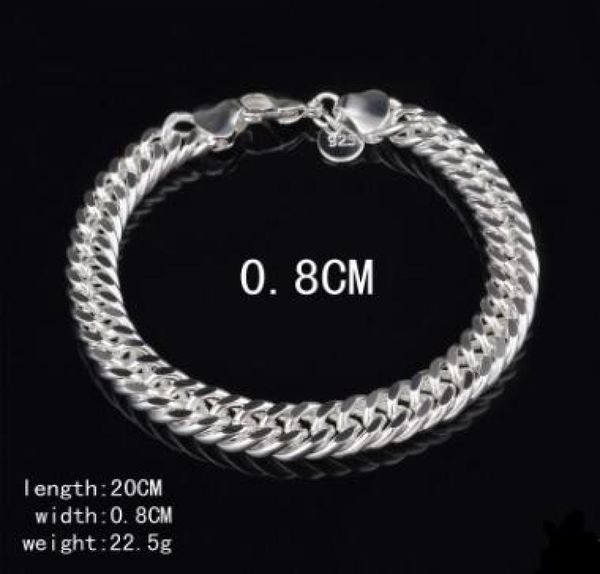 

8mm 10mm 925 sterling silver bracelets figaro chain bracelet men bracelet fashion jewelry4658064, Black