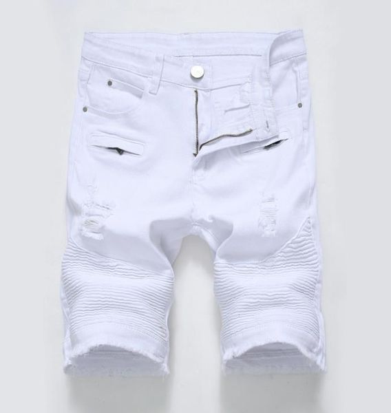 

new high street shorts hip hop fashion summer male short jeans soft and comfortable hole shorts jeans2098208, Blue