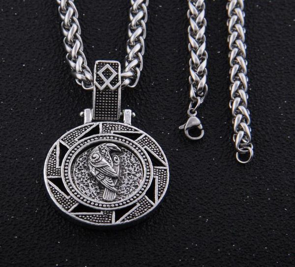 

pendant necklaces odin bear wolf raven talisman amulet viking necklace wicca bird jewelry knot runes neckless wiccan pagan men wom7126699, Silver