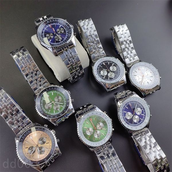 

high end navitimer watches man reloj black red leather strap business party womens designer watch mature multi dial aaa watch luxury sb046 c, Slivery;brown