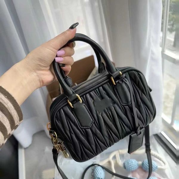 

designer bags miu bag small bag women's fashion shoulder bag pleated bag casual straddle small square bag bowling bag hobo clutch 8737