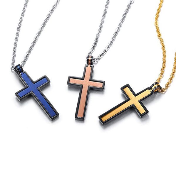 

2pcs mens puzzle cut out cross necklace in stainless steel religious jewelry pendant necklaces9065688, Silver