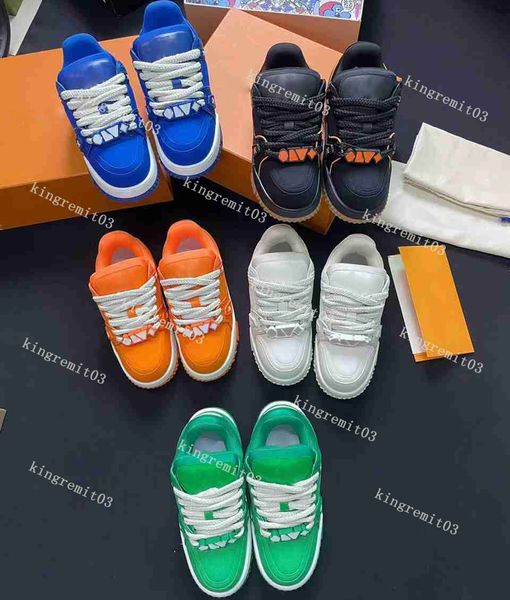 

designer casual shoes trainer maxi sneaker suede platform shoes men women buckle leather shoes fashion bread green orange blue black sneaker