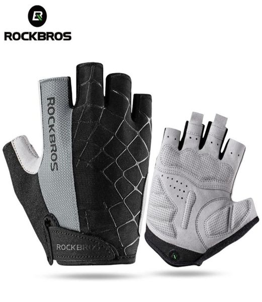 

rockbros cycling bike half finger gloves shockproof breathable mtb mountain bicycle gloves men women sports cycling clothings c1811631580, Black