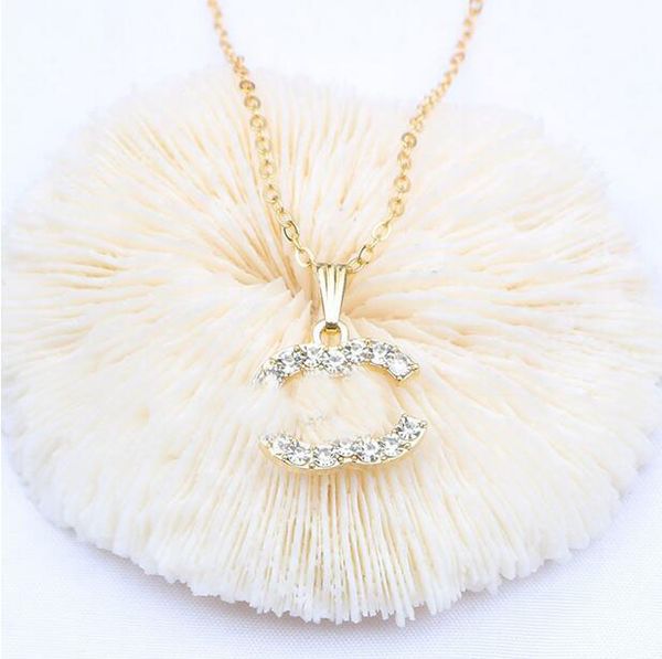 

designer brand letter pendant necklaces chain retro famous 18k gold plated geometry crystal pearl rhinestone sweater necklace women party je, Silver