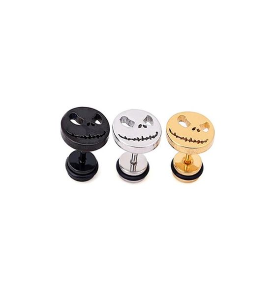

stainless steel pumpkin ghost face hoop earring black silver gold halloween jewelry piercing stud earrings for men unisex6218067, Golden;silver