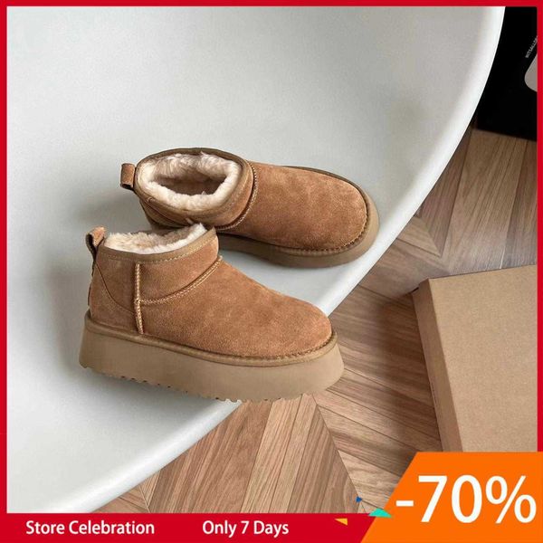 

boots classic ultra mini platform women boot australia winter snow warm boots matte fur suede designer ankle booties size 35-42hugggss, Black