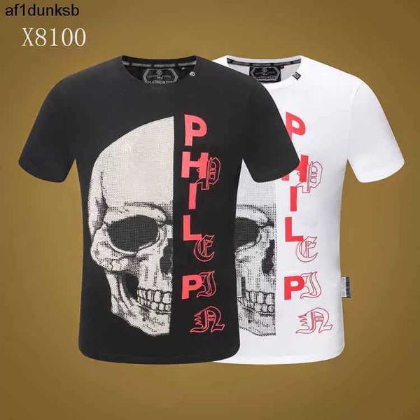 

short drill fashion fashion brand pp philipps sleeve t-shirt men's skull head tee personality domineering shirt round n qjx philipps pl, White;black