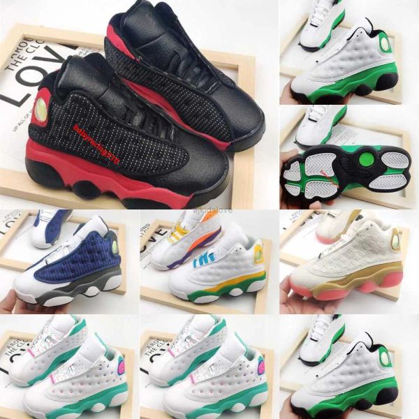 

jumpman 13 kids basketball shoes 2021 white lucky green starfish cny he got game chicago babys toddler children outdoor sneakers size 22-35, Black