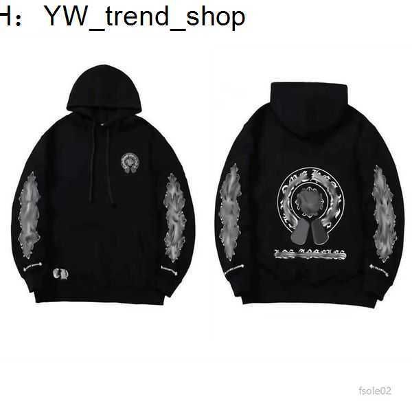 

2023mens hoodies designer chrome winter sweatshirts heart hoodie ch long sleeve zipper jacket loose coat hooded hoody men woman hip hop chro, Black