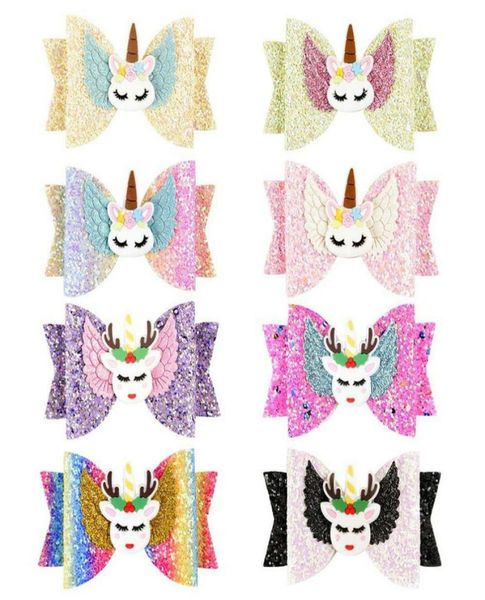 

35 inch hair clips unicorn wing for girls children barrettes multilayer glitter ows handmade hairpins9275782, Slivery;white