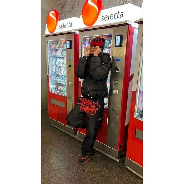 

mens pants y2k retro street trend cargo pant fashion minus two black pants haruku hip hop print loose overalls joggers men c5, White;black