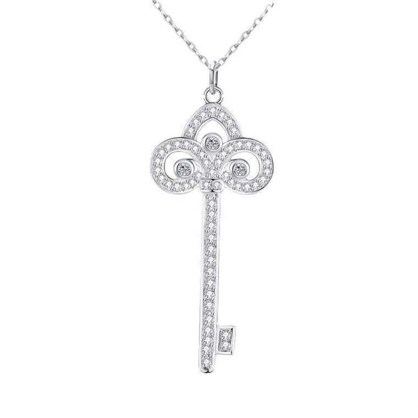 

designer tiffay key necklace 925 sterling silver plated 18k jindi home phoenix tail sweater chain pendant collar original packaging, Golden;silver