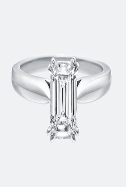 

classic emerald cut moissanite diamond single stone setting 9k14k18k white gold certified ring for women with a certificate7927039, Slivery;golden