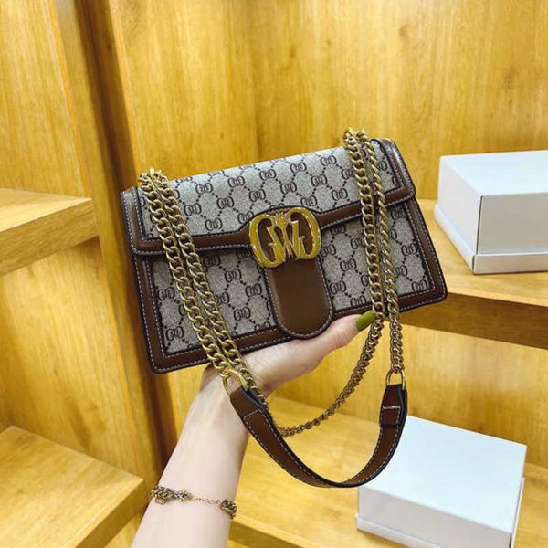 

2023 new factory direct sales advanced women's fashion printed small square versatile chain one shoulder crossbody bag tide