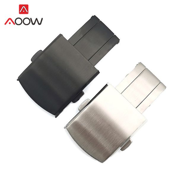 

watch bands 316l stainless steel clasp 18mm 20mm 22mm double press folding buckle quality metal repair accessories silver 230727, Black;brown