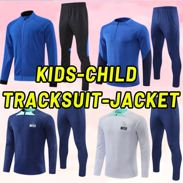 

kids child jacket soccer tracksuit sinter lukaku soccer jersey 22 23 barella vidal lautaro eriksen alexis dzeko correa uniforms 2022 2023 mi, Black