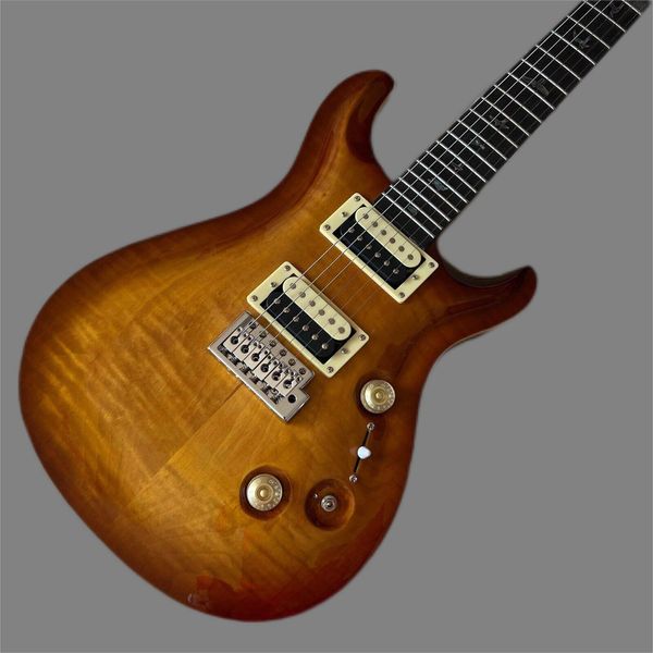 

prs electric guitar with solid beige tremolo bridge, neck and body, 1458