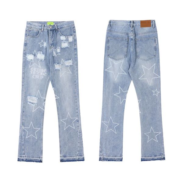 

oversize letter embroidered flared jeans streetwear straight wide leg pants washed horn jeans hip hop, Black;brown