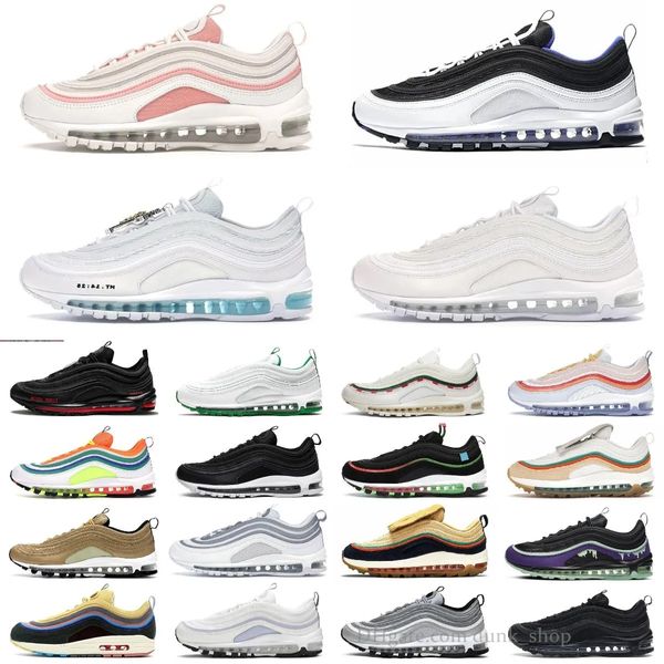 

max 97 mschf x inri jesus running shoes mens air 97s sean wotherspoon triple white black silver bullet pine green bred volt reflective sail