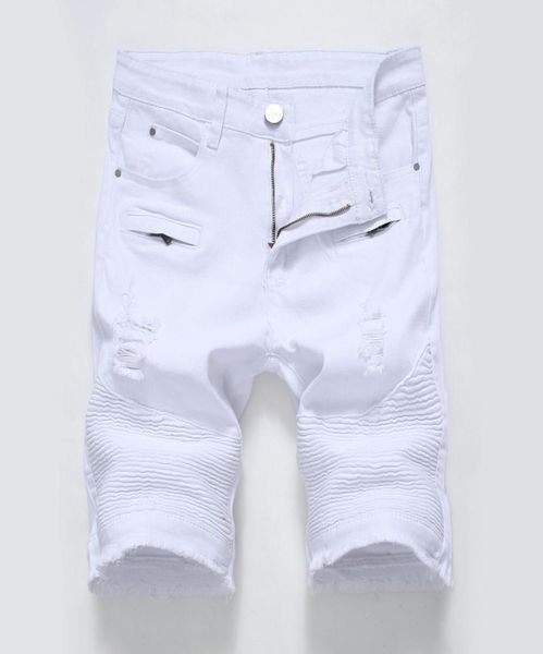 

new high street shorts hip hop fashion summer male short jeans soft and comfortable hole shorts jeans1175577, Blue