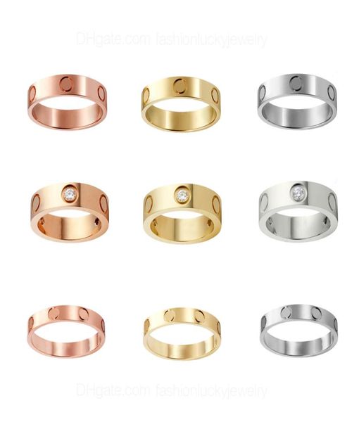 

luxury ring for women rose gold designer jewelry 4mm thin stainless steel 3 diamonds screw design mens silver engagement wedding r6639047