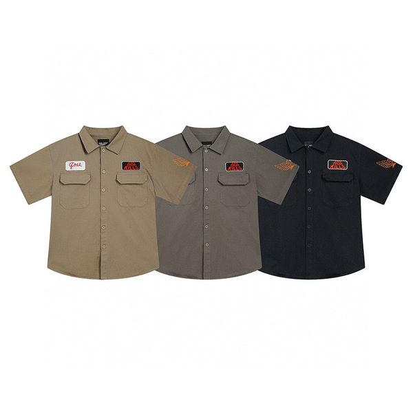 

men's plus tees & polos round neck embroidered and printed polar style summer wear with street pure cotton 23tg, Black;brown