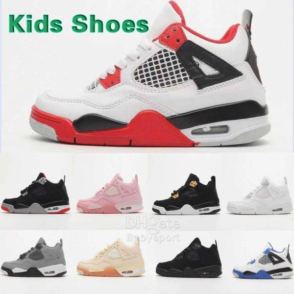 

kids 4 basketball shoes black cat toddler td 4s red chicag boys girls basketball baby sports sneaker pour enfants athletic outdoor sneakers