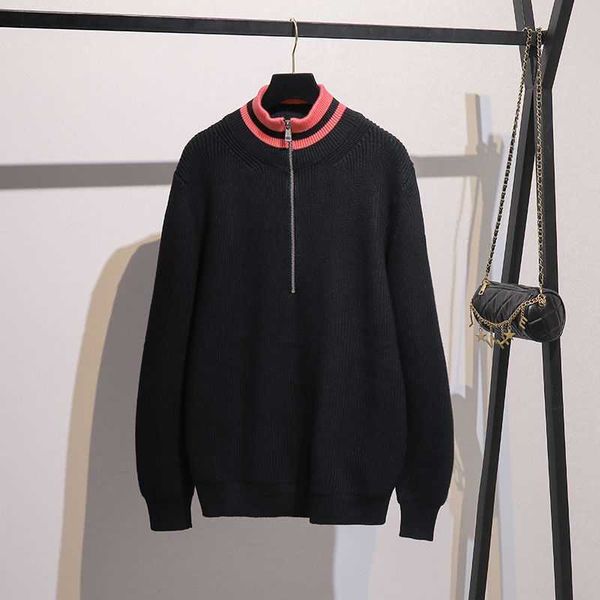 

winter warm sweaters men women knitwear logo embroidered pullover coat designer sweater zipper hoodie casual sweatshirt, White;black