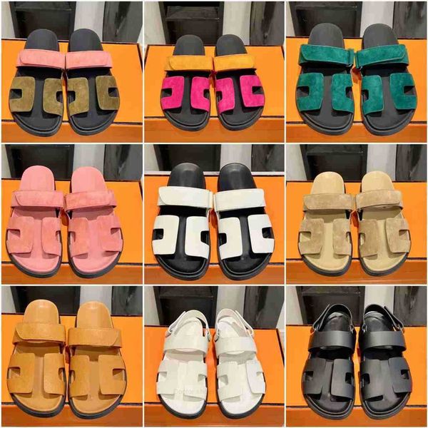 

womens designer sandal h platform sandals men slides thick bottom flip flops summer flat shoes casual beach sandale genuine leather with box, Black