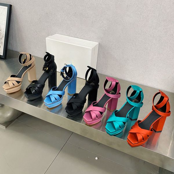 

famous designer sandals womens high heels platform sandals heeled dress party sandals luxury shoes banquet fashion size 35-42, Black