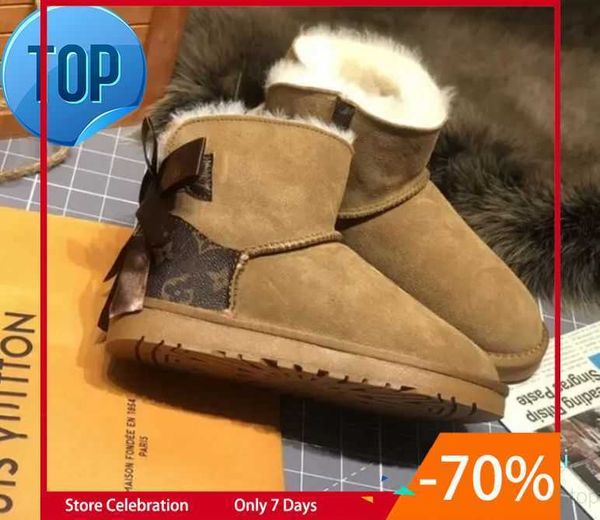 

boots sell aus classical design l bow women snow boots bowknot keep warm short winter genuine leather sheepskin plush bootshugggssg, Black